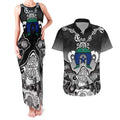 Torres Strait Islander Flag Couples Matching Tank Maxi Dress and Hawaiian Shirt Dhari Indigenous Dotwork Pattern Art