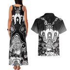 Torres Strait Islander Flag Couples Matching Tank Maxi Dress and Hawaiian Shirt Dhari Indigenous Dotwork Pattern Art