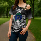 Torres Strait Islander Flag Cross Shoulder Shirt Dhari Indigenous Dotwork Pattern Art