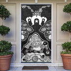 Torres Strait Islander Flag Door Cover Dhari Indigenous Dotwork Pattern Art