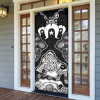 Torres Strait Islander Flag Door Cover Dhari Indigenous Dotwork Pattern Art