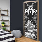 Torres Strait Islander Flag Door Cover Dhari Indigenous Dotwork Pattern Art
