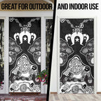 Torres Strait Islander Flag Door Cover Dhari Indigenous Dotwork Pattern Art