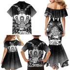 Torres Strait Islander Flag Family Matching Mermaid Dress and Hawaiian Shirt Dhari Indigenous Dotwork Pattern Art