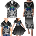 Torres Strait Islander Flag Family Matching Puletasi and Hawaiian Shirt Dhari Indigenous Dotwork Pattern Art