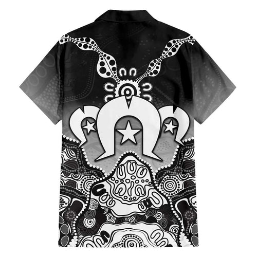 Torres Strait Islander Flag Family Matching Short Sleeve Bodycon Dress and Hawaiian Shirt Dhari Indigenous Dotwork Pattern Art