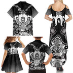 Torres Strait Islander Flag Family Matching Summer Maxi Dress and Hawaiian Shirt Dhari Indigenous Dotwork Pattern Art