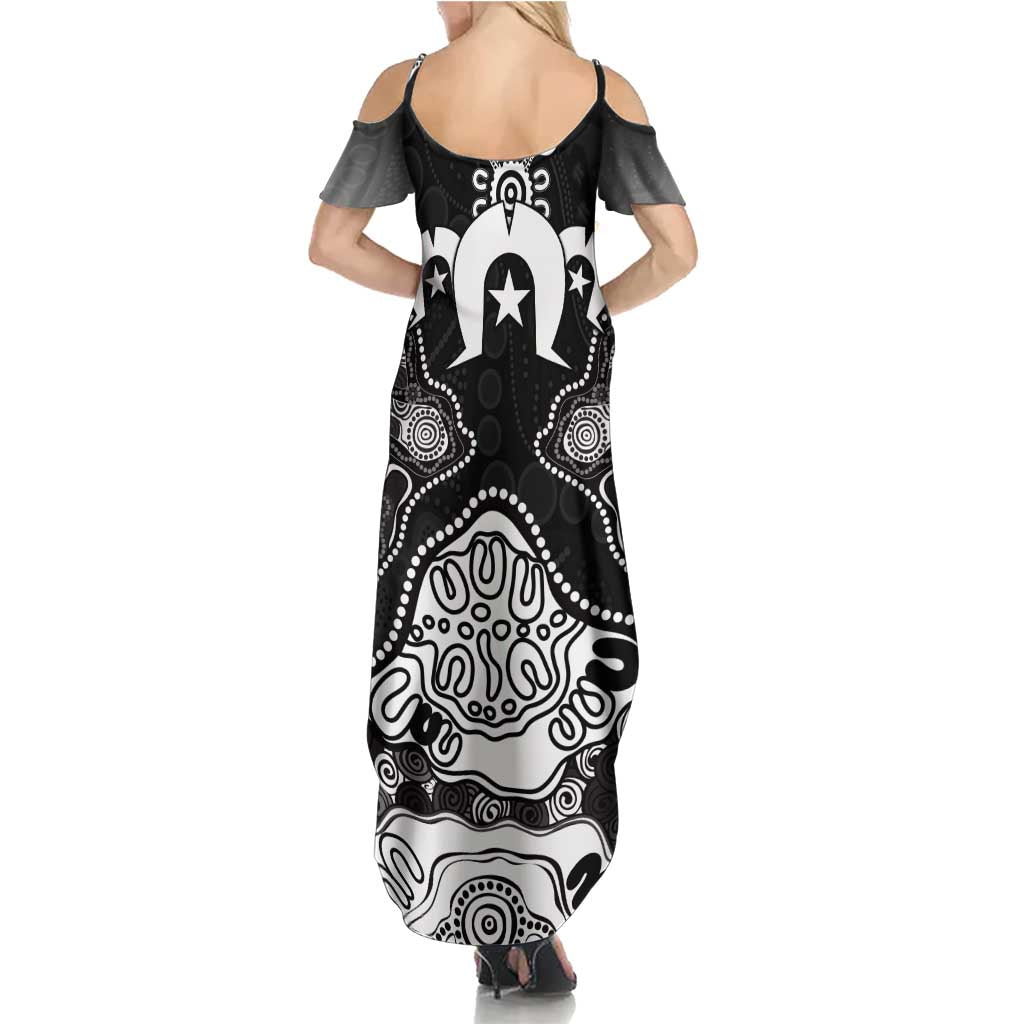 Torres Strait Islander Flag Family Matching Summer Maxi Dress and Hawaiian Shirt Dhari Indigenous Dotwork Pattern Art