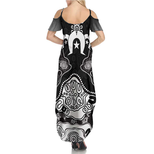 Torres Strait Islander Flag Family Matching Summer Maxi Dress and Hawaiian Shirt Dhari Indigenous Dotwork Pattern Art