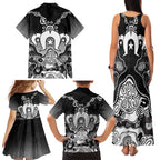 Torres Strait Islander Flag Family Matching Tank Maxi Dress and Hawaiian Shirt Dhari Indigenous Dotwork Pattern Art