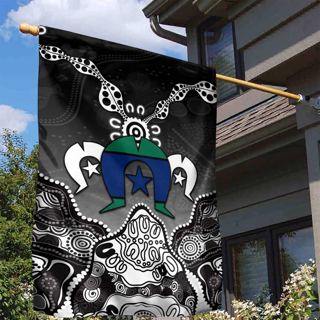 Torres Strait Islander Flag Garden Flag Dhari Indigenous Dotwork Pattern Art