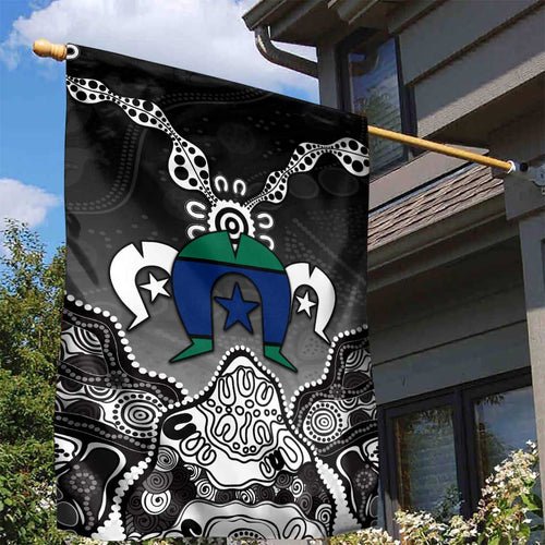 Torres Strait Islander Flag Garden Flag Dhari Indigenous Dotwork Pattern Art