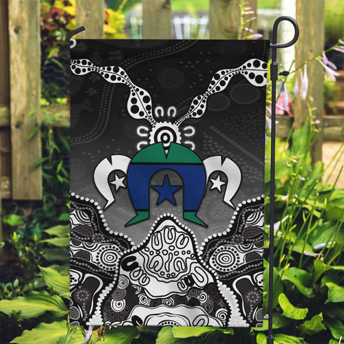 Torres Strait Islander Flag Garden Flag Dhari Indigenous Dotwork Pattern Art