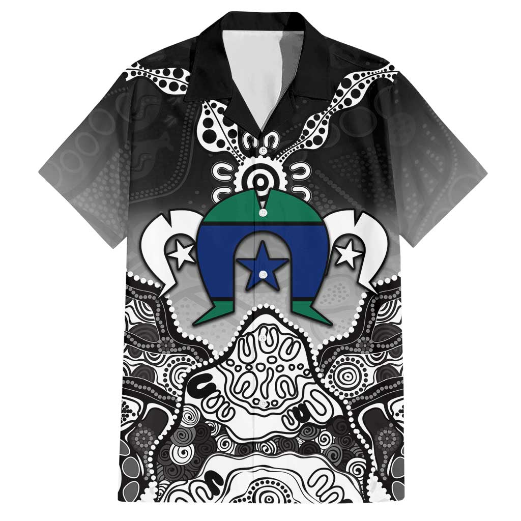 Torres Strait Islander Flag Hawaiian Shirt Dhari Indigenous Dotwork Pattern Art