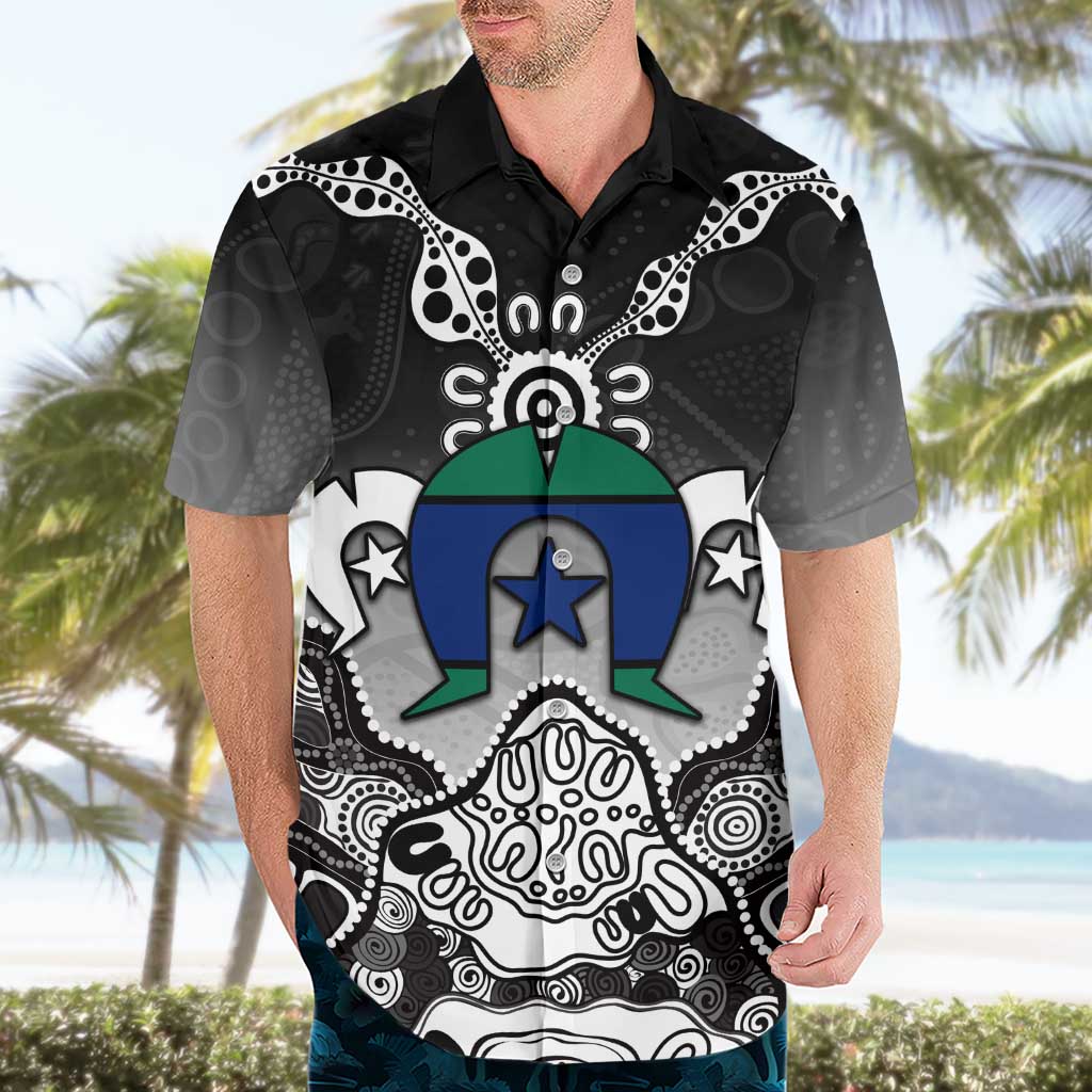 Torres Strait Islander Flag Hawaiian Shirt Dhari Indigenous Dotwork Pattern Art
