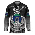 Torres Strait Islander Flag Hockey Jersey Dhari Indigenous Dotwork Pattern Art