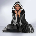 Torres Strait Islander Flag Hooded Blanket Dhari Indigenous Dotwork Pattern Art