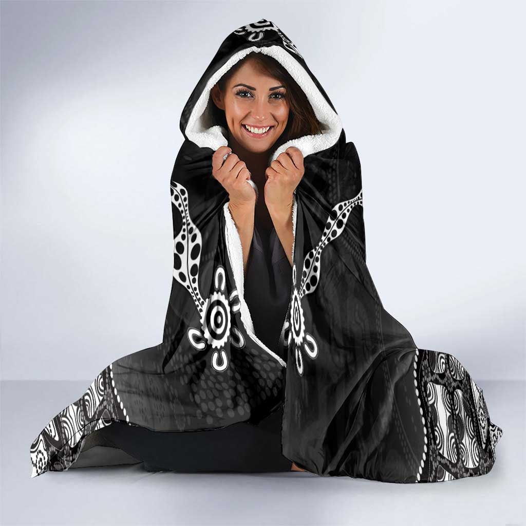 Torres Strait Islander Flag Hooded Blanket Dhari Indigenous Dotwork Pattern Art