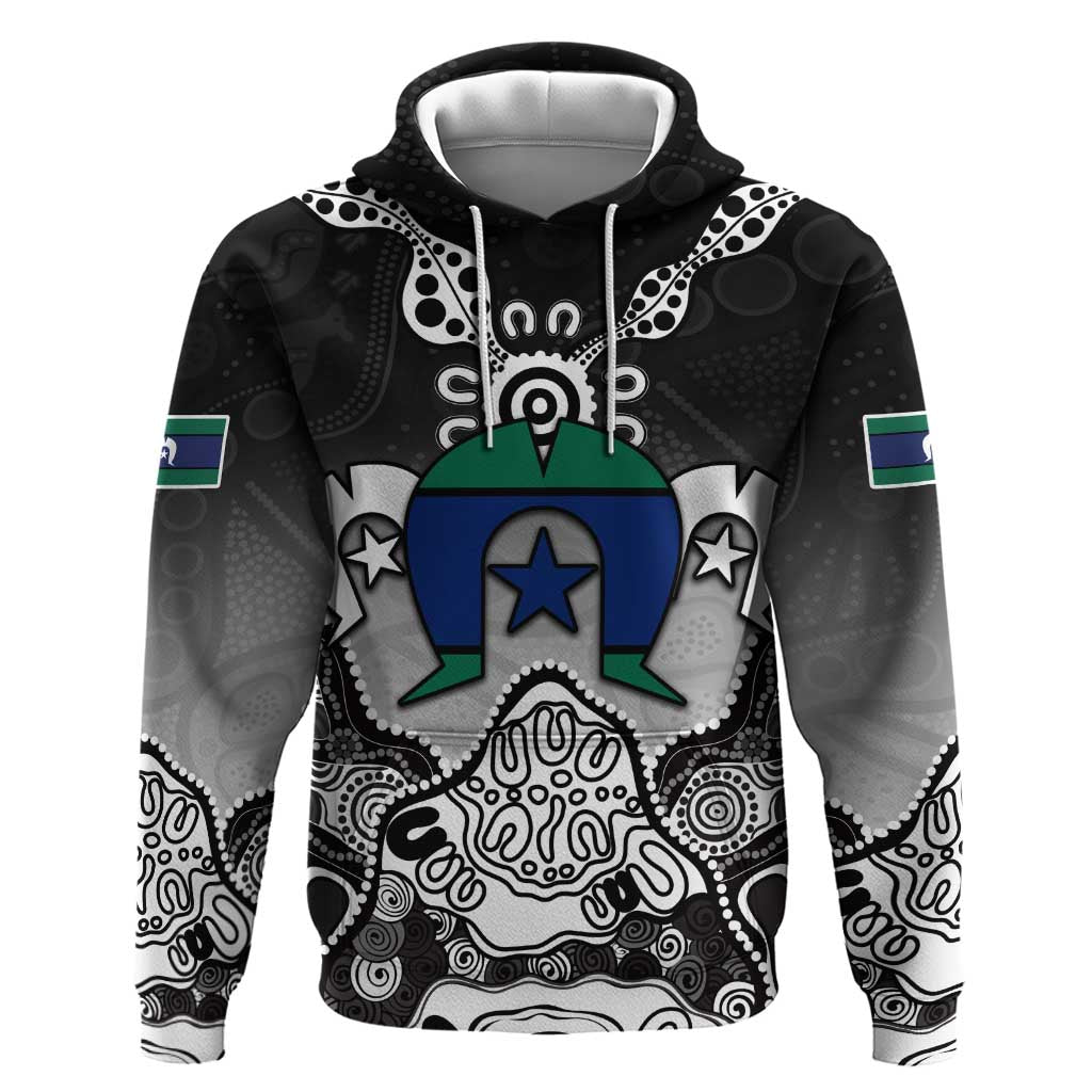 Torres Strait Islander Flag Hoodie Dhari Indigenous Dotwork Pattern Art