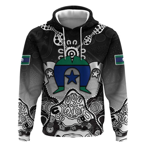 Torres Strait Islander Flag Hoodie Dhari Indigenous Dotwork Pattern Art