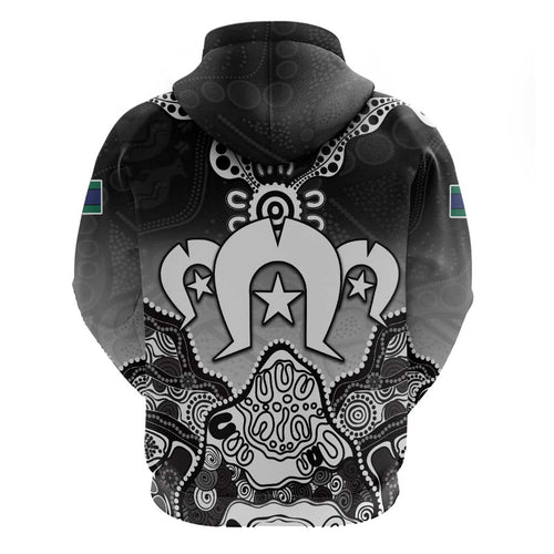 Torres Strait Islander Flag Hoodie Dhari Indigenous Dotwork Pattern Art