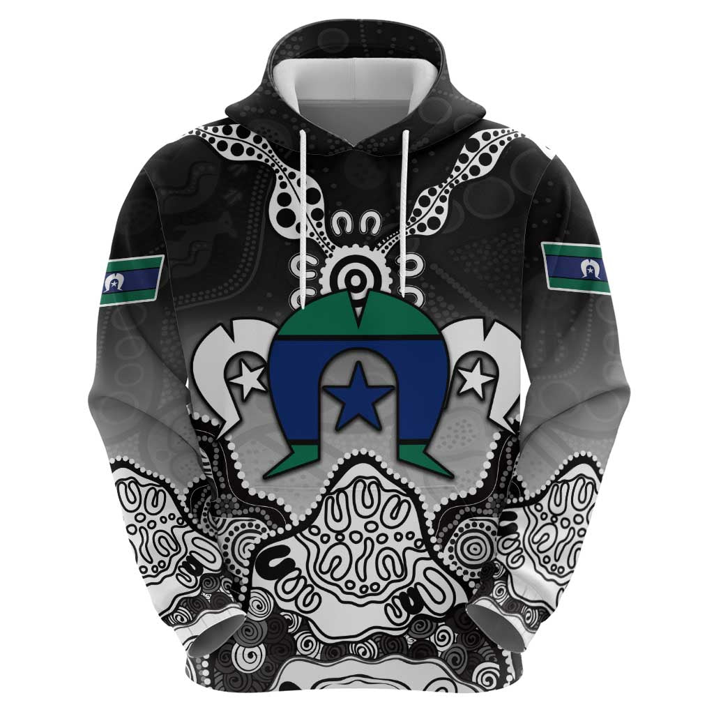 Torres Strait Islander Flag Hoodie Dhari Indigenous Dotwork Pattern Art