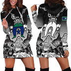 Torres Strait Islander Flag Hoodie Dress Dhari Indigenous Dotwork Pattern Art