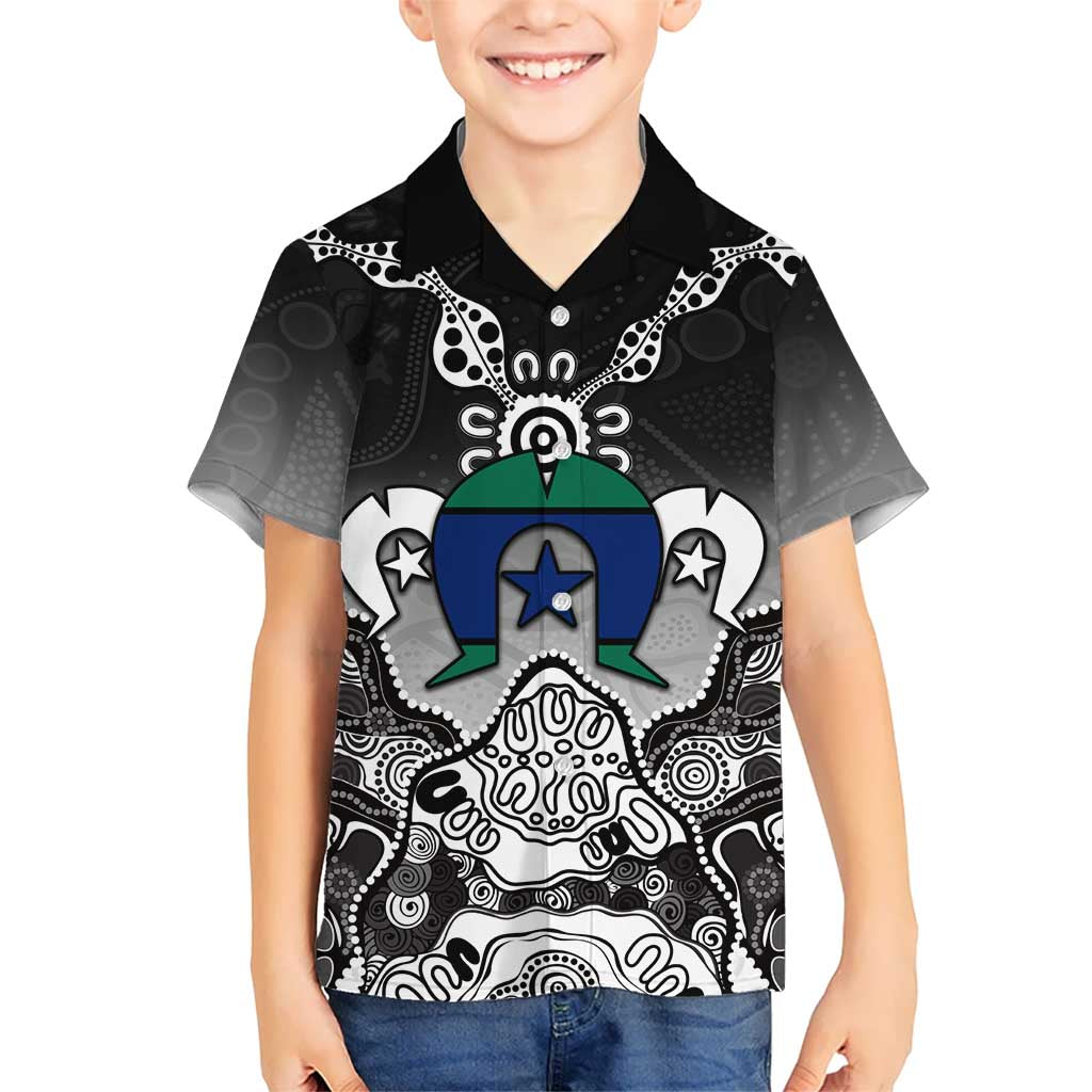 Torres Strait Islander Flag Kid Hawaiian Shirt Dhari Indigenous Dotwork Pattern Art