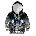 Torres Strait Islander Flag Kid Hoodie Dhari Indigenous Dotwork Pattern Art