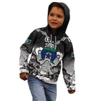 Torres Strait Islander Flag Kid Hoodie Dhari Indigenous Dotwork Pattern Art