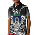 Torres Strait Islander Flag Kid Polo Shirt Dhari Indigenous Dotwork Pattern Art