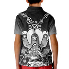Torres Strait Islander Flag Kid Polo Shirt Dhari Indigenous Dotwork Pattern Art