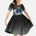 Torres Strait Islander Flag Kid Short Sleeve Dress Dhari Indigenous Dotwork Pattern Art