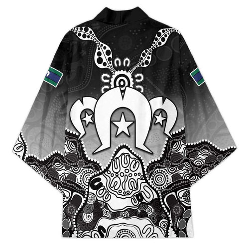 Torres Strait Islander Flag Kimono Dhari Indigenous Dotwork Pattern Art
