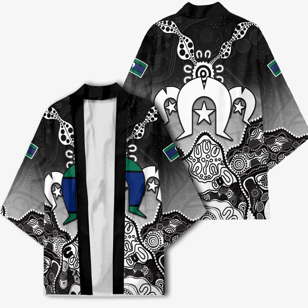 Torres Strait Islander Flag Kimono Dhari Indigenous Dotwork Pattern Art