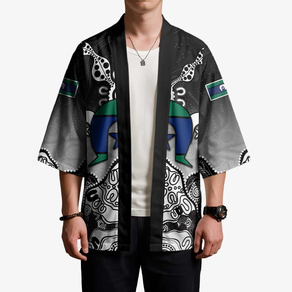 Torres Strait Islander Flag Kimono Dhari Indigenous Dotwork Pattern Art