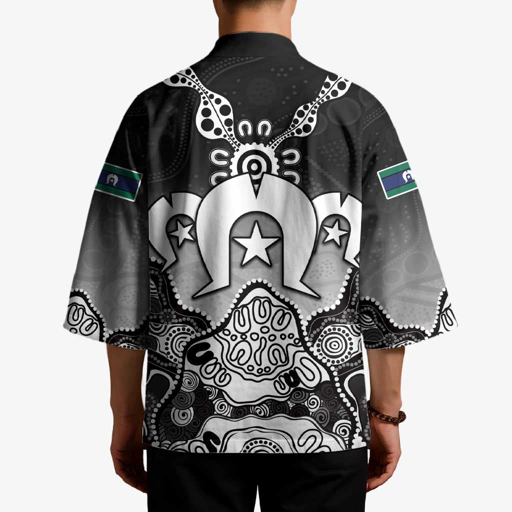 Torres Strait Islander Flag Kimono Dhari Indigenous Dotwork Pattern Art