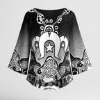 Torres Strait Islander Flag Kimono Sleeve Blouse Dhari Indigenous Dotwork Pattern Art