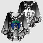 Torres Strait Islander Flag Kimono Sleeve Blouse Dhari Indigenous Dotwork Pattern Art