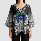 Torres Strait Islander Flag Kimono Sleeve Blouse Dhari Indigenous Dotwork Pattern Art