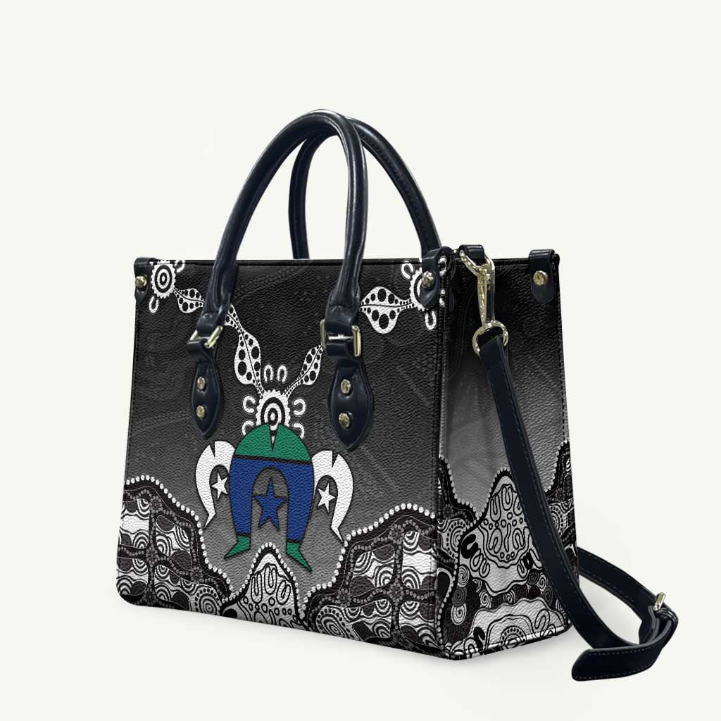 Torres Strait Islander Flag Leather Bag Dhari Indigenous Dotwork Pattern Art