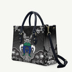 Torres Strait Islander Flag Leather Bag Dhari Indigenous Dotwork Pattern Art
