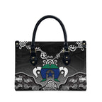 Torres Strait Islander Flag Leather Bag Dhari Indigenous Dotwork Pattern Art