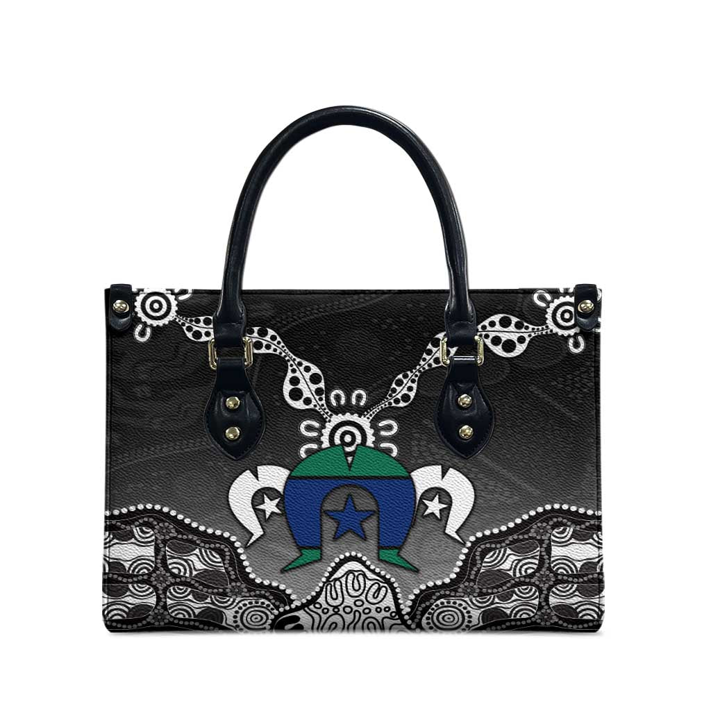 Torres Strait Islander Flag Leather Bag Dhari Indigenous Dotwork Pattern Art