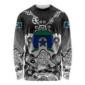 Torres Strait Islander Flag Long Sleeve Shirt Dhari Indigenous Dotwork Pattern Art