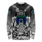 Torres Strait Islander Flag Long Sleeve Shirt Dhari Indigenous Dotwork Pattern Art