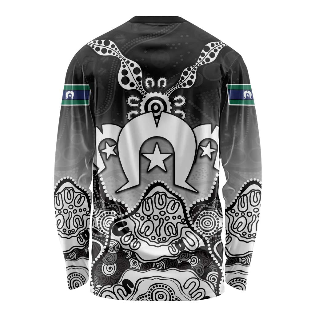 Torres Strait Islander Flag Long Sleeve Shirt Dhari Indigenous Dotwork Pattern Art