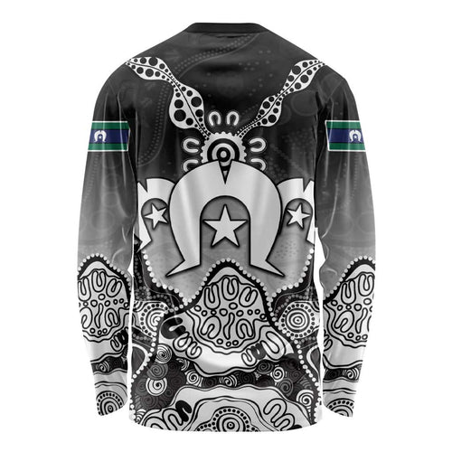 Torres Strait Islander Flag Long Sleeve Shirt Dhari Indigenous Dotwork Pattern Art