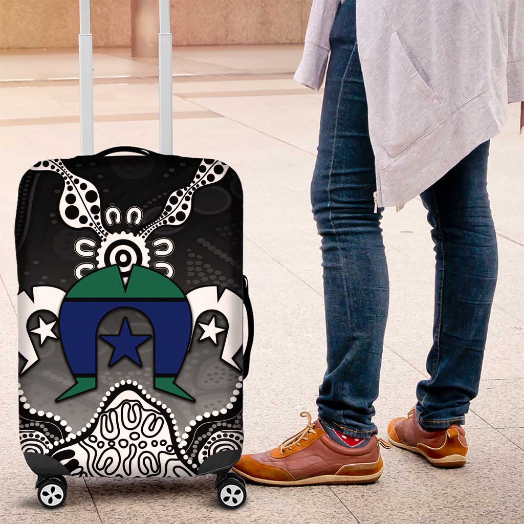 Torres Strait Islander Flag Luggage Cover Dhari Indigenous Dotwork Pattern Art