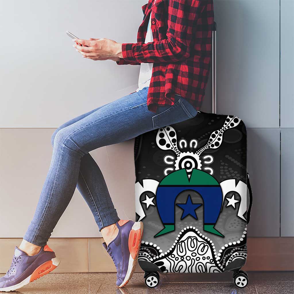 Torres Strait Islander Flag Luggage Cover Dhari Indigenous Dotwork Pattern Art